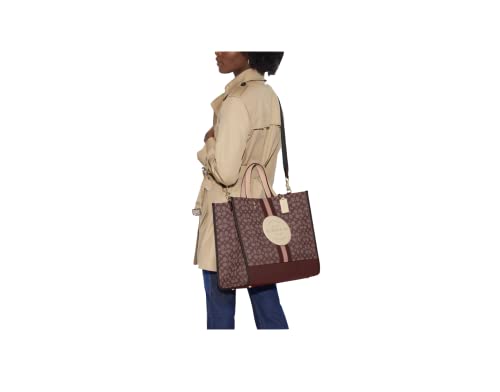 Coach Dempsey Tote 40 In Signature Jacquard With Stripe And Coach Patch (Im/Wine Multi) #TOP3