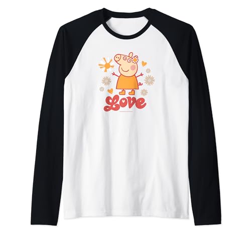 T-shirt Peppa Pig Love Retro Raglan imprimé floral Daisy Queen pour femme tendance