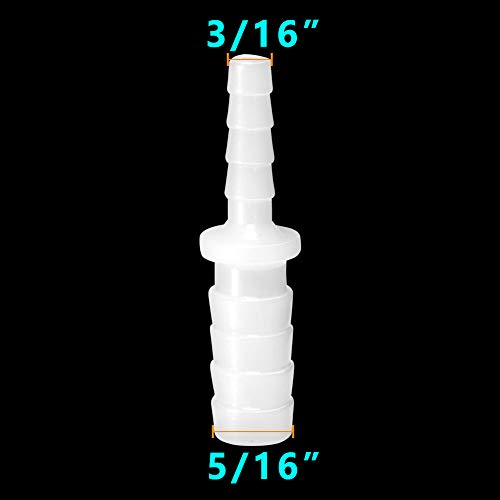 Feelers Plastic Hose Barb Reducer, 5/16" To 3/16" Barb Hose Id, Reducing Barb Brabed Fitting Mender Splicer Union For Coffee Maker And Aquarium Household Transport Fuel/Gas/Liquid/Air (Pack Of 5) #TOP1