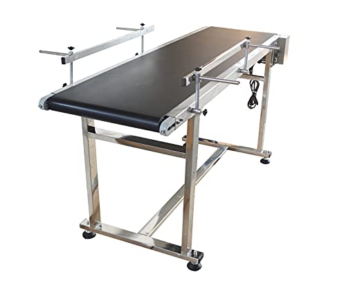 TECHTONGDA PVC Flat Conveyor Belt Systems Stainless Steel Frames Double Guardrails for Industrial Transport Conveyor Length 59inch Belt Width 15.7inch