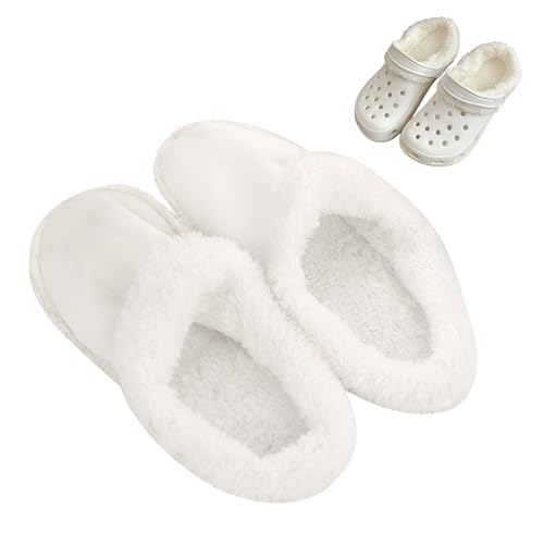 Fluffy Inserts Croc Liners Insert Fleece White Replacement Insoles Fur Lining Clogs Shoes Warm Plush Removable Lined Lnsoles for House Slipper Washable Winter Slippers Cozy Comfort Inner 38-39
