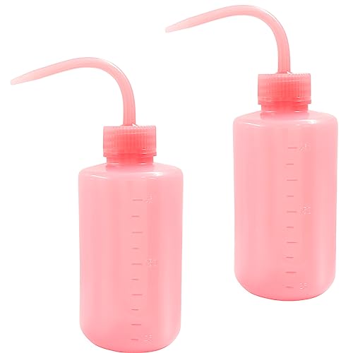 BokWin 2 botellas de lavado de laboratorio de 250 ml, botella de plástico para chorro de agua, botella de seguridad para lavado de tatuajes de plantas suculentas de laboratorio (rosa)