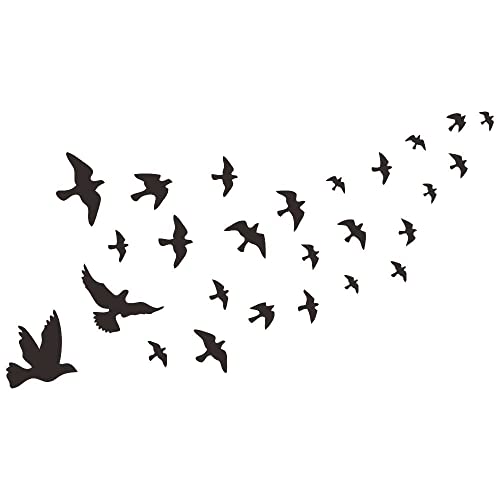 ANFRJJI Flock of Birds Flying Wall Decal Flying black bird flying to the sky 3D creative wall sticker Sticker Peeling Sticker Wall Art for Office Home Decor Room Art Witkey Flying Black Bird Wall Sticker for Living Room JWH193 (black)