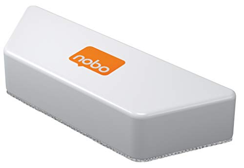 Nobo Borrador Magnético de Microfibra para Pizarra Blanca, Incluye 1 x Recambio de Almohadilla de Microfibra Lavable, Blanco, 1915324