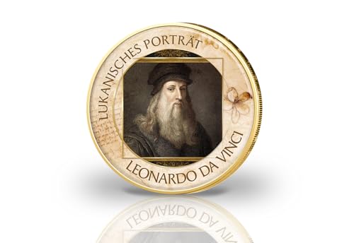 Sammlermünze Lukanisches Porträt Leonardo da Vinci mit Farbmotiv und 24 Karat Goldauflage