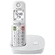 Panasonic KX-TGU410EXW digitales schnurloses Telefon, Basisstation & 1 Mobilteil, LCD-Display, Favoriten-Taste, Taschenlampe, extra laut, hörgerätekompatibel, Weiss & Silber