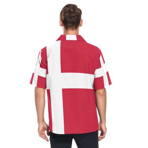 Chemise hawaïenne Danemark GuoChe imprimé drapeau à boutons - 7