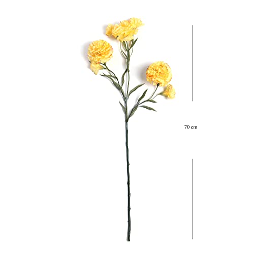 Image of Pure Home and Living Yellow Carnation Faux Flower Stem 1 Piece