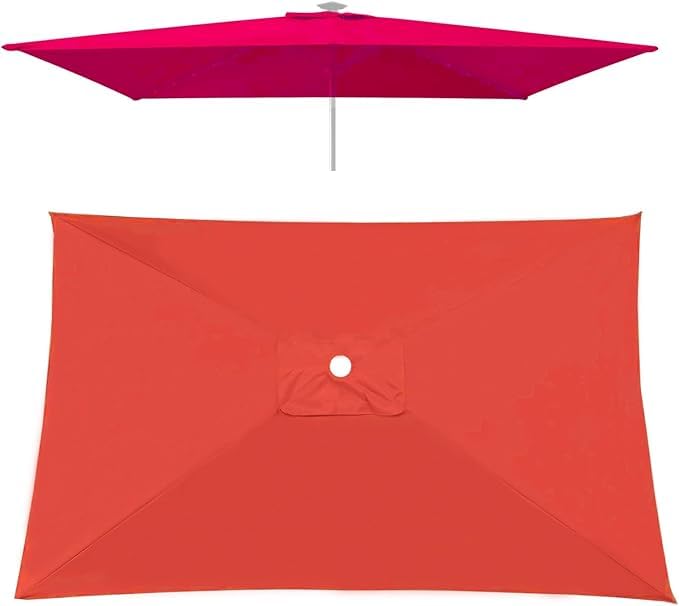 Generisch Rechteckig Sonnenschirm Ersatzbezug, Quadrat Sonnenschirm Stoff Ersatz, Quadrat Gartenschirm Ersatzbezug, 4/6/8 Rippen, Wasserdicht & UV-beständig, Für Garten Terrasse Hof (Rot,2X3m)