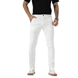Plaid&Plain Men's Plaid Pants Skinny Dress Pants for Men Skinny Chino Pants Men 7301-White-V34X32