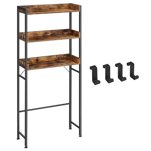 VASAGLE Toilettenregal, 3 Ebenen, Badezimmerregal, platzsparend, einfach zu montieren, für Waschküche, industrieller Stil, rustikales Braun und Schwarz, BTS002B01 VASAGLE Toilettenregal, 3 Ebenen, Badezimmerregal, platzsparend, einfach zu montieren, für Waschküche, industrieller Stil, rustikales Braun und Schwarz, BTS002B01