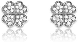 Simple Yet Pretty Stud Earrings in Geanuine Sterling Silver w/ CZ 4-Leaf Clover Design