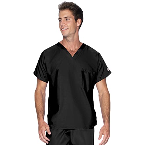 Landau Scrub Zone Unisex Relaxed Fit 1-Pocket V-Neck Scrub Top 71221 Black