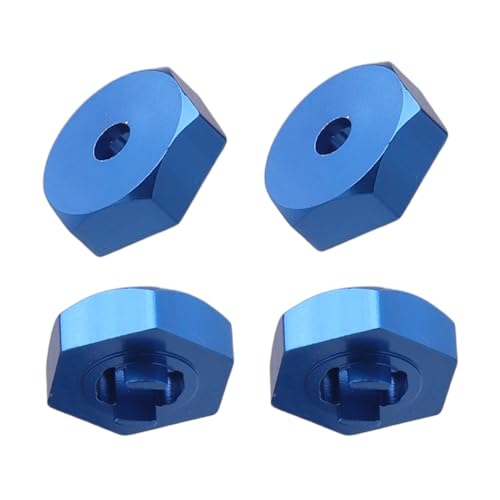 Hobbyfire Metal Aluminum Wheel Hex Hubs 4-Pack Upgrades for 1/18 Traxxas LaTrax Teton Desert Prerunner SST, Replace Parts 7669 (Blue)