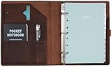Fan&Ran 2026 Leather Planner 5.5'x8.5' with 3-Ring Leather Binder, 2026 Full Year Weekly & Monthly Pages, Interior Pockets, Refillable