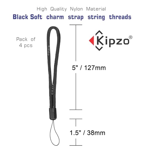 Image of Black Multipurpose Hand Wrist Strap Lanyard 4 Pcs for Cell Phone Cover Key Ring Pen Drive Badge Holders Charm DIY Jewellery Straps Thread Ring with Hook Smart Round Zip Carry case Pouch
