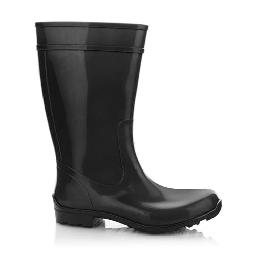 LEMIGO Damen Gummistiefel Wasserdicht Hohe Regenstiefel Gartenschuhe 967 Ilse (Schwarz, 39)