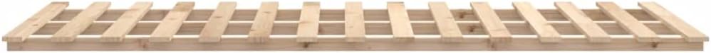 Close-up view of the plywood slats for the bed frame