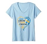 Photo Gallery donna nastro a cuore per la consapevolezza della sindrome di i love down maglietta con collo a v Photo Gallery donna nastro a cuore per la consapevolezza della sindrome di i love down maglietta con collo a v