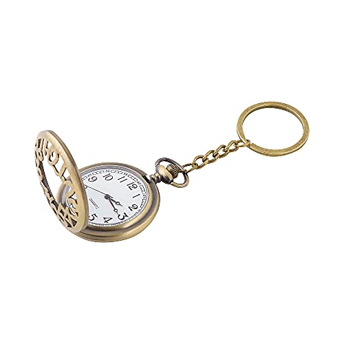 Image of AUGEN Pocket Watch Metal Keychain Clock Retro Vintage for Gifting With Key Ring Anti-Rust (Pack Of 1)