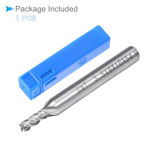 Image of 4-Flute Spiral End Mill Bits, 3.5mm Diameter 10mm Length, High Speed Steel Straight Milling Cutter with Storage Case- (Applications: for Plywood Hardwood Plastic),
