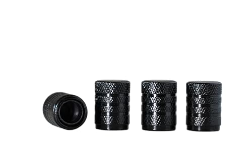 J46 VC4 Black Anodized Aluminum Tire Valve Caps - 4 Pcs/Pack, Corrosion Resistant Universal Valve Stem Caps cover