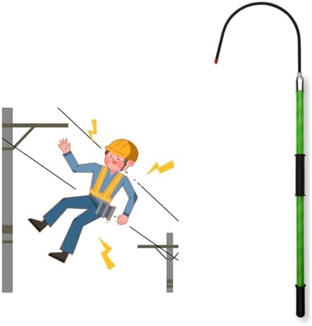 4-10 Ft Insulated Rescue Pole, 10kV 35kV 110kV Electrocution Safety Stick, Reinforced Fiberglass Handle, Emergency Electrician Hook, Fire Rescue Tool (Green, 3m/118in)