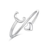 Ailetop Heart Initial Rings for Women, Silver Rings for Women Teen Girl Gifts Trendy Stuff Stackable Letter M Initial Heart Ring for Teen Girls, Mothers Gifts for Mom Wife Grandma Daughter Sister