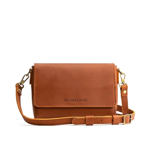 Portland Leather Goods Metro Mini Crossbody Bag for Women – Handmade from the Finest Full-Grain Hides – Honey