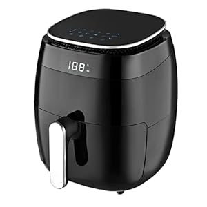 Kalorik TKG FTL 1008 digitale heteluchtfriteuse met 4,5 l inhoud, voor zacht frituren, soft-touch-bediening, 8 automatische programma’s, timer van 30 minuten, 1500 watt, zwart