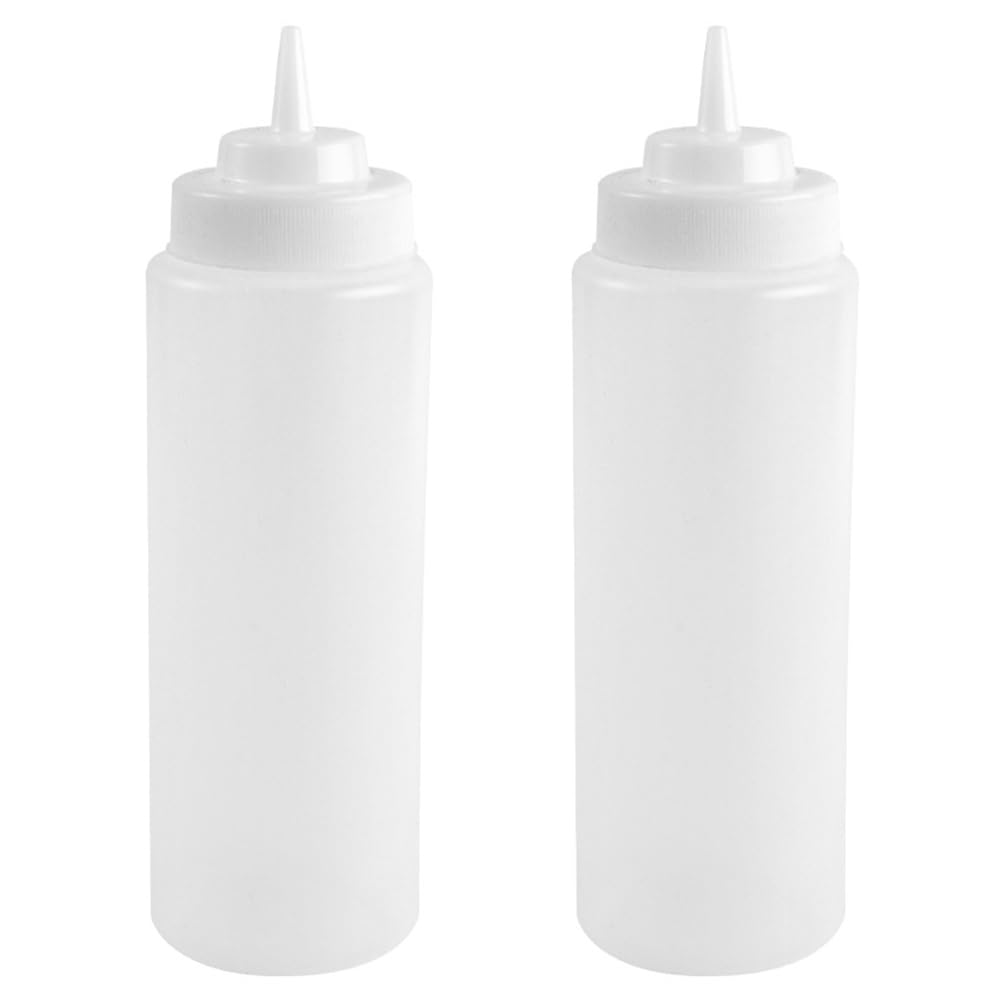 TOMVAES 2 Pcs 1000 ml Squeeze Bottles, Transparent Press-Top Design, Ideal for Sauces, Marinades, Mustard, Ketchup, and Oil, Small Mouth, Dust-Proof and Easy to Use
