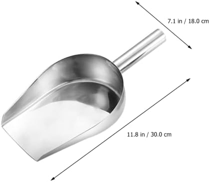 Toyvian Stainless Steel Ice Scoop Metal Food Scoop Flat Bottom Ice Scoops Candy Scoop Ice Cube Shovels for Kitchen Party Bar Wedding L