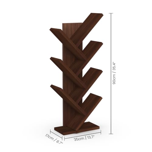 Image of ECOLINE 7 Tier Tree Shaped Book Shelf for Home & Living Room, Walnut Finish