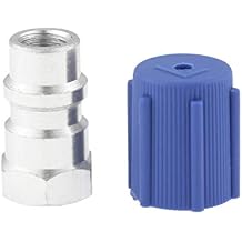 R-12 To R-134a Retrofit Valve 7/16 Low Side Port Adapter with Blue Dust AC Cap Universal for Air Conditioning Systems