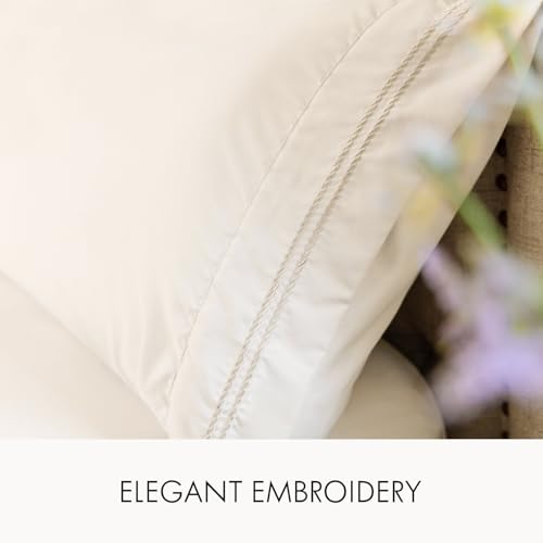 Image of ClevaHome Queen Sheets Set - 6 Piece Fitted Bed Sheet Set, Crystal White