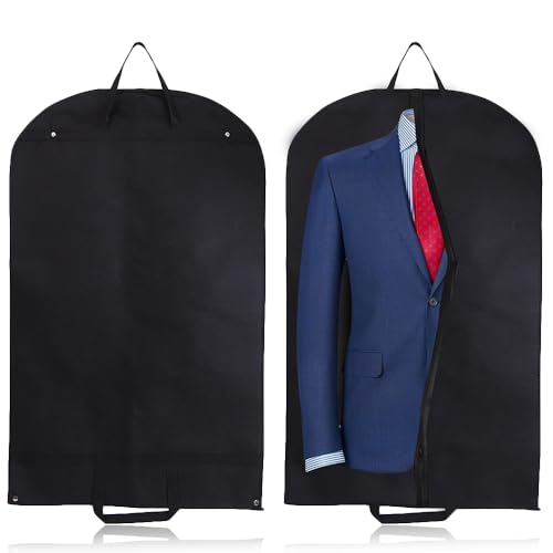 Kleidersack, 2 Stück Kleidersack Anzug, Anzug Schutzhülle Faltbar für Familie Kleiderschrank reisen Geschäft Auf Geschäftsreise Hotel 120 x 60 cm Schwarz