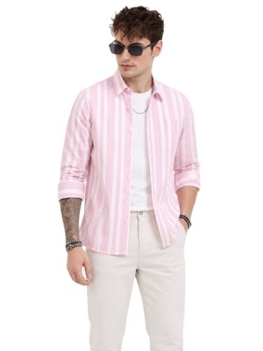 Image of Youth First Men's Cotton Blend Casual Shirt | Regular Fit Solid Full Sleeve Button Down Collared Shirts | Comfortable Formal Office Business Casual for Men