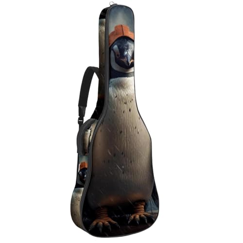 Housse guitare acoustique étanche 41 pouces avec motif pingouin mignon et poches