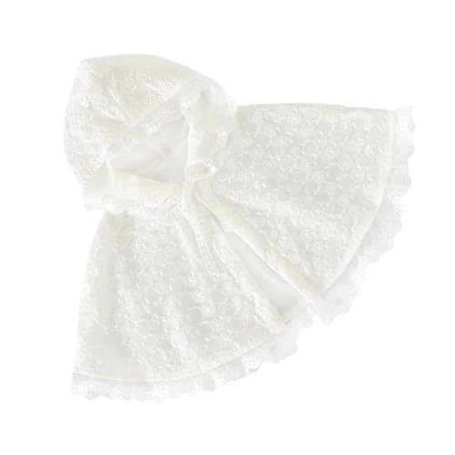 AKOOSY Encaje para Niñas con Protección Solar Transpirable con Capucha y Lazo Disfraz Cosplay para Bebés Años Princesa Blanca
