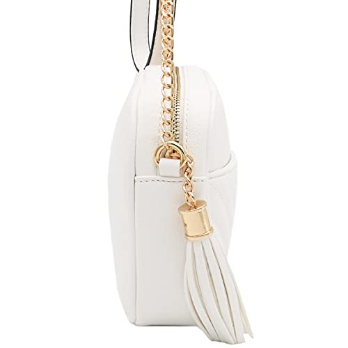 Image of FashionPuzzle Chevron Quilted Crossbody Camera Bag with Chain Strap and Tassel