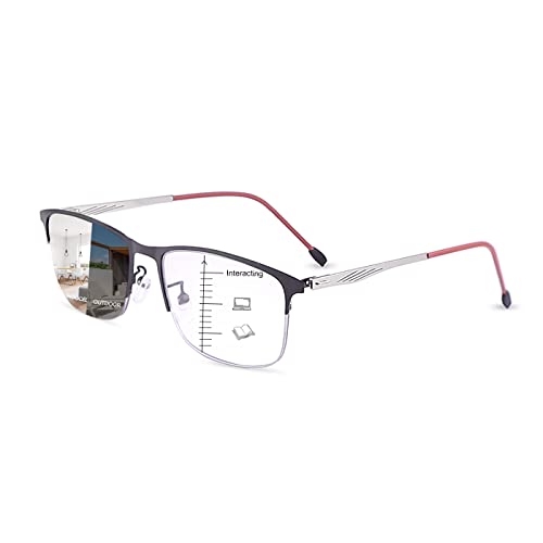 Image of Photochromic Progressive Multifocus Reading Glasses Spring Hinge UV Sun Readers Blue Light Blocking Eyewear Men Women