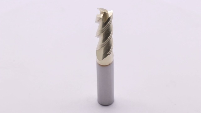 Image of 3 /8 inch 3 Flute 45 Solid Carbide Square End Mill for Aluminum, ZrN Coated | 45 Helix, 3 /8 inch Cutting Dia, 3 /8 inch Shank Dia, 1 inch Length of Cut, 2-1 /2 inch Overall Length, for Milling Aluminum and Copper
