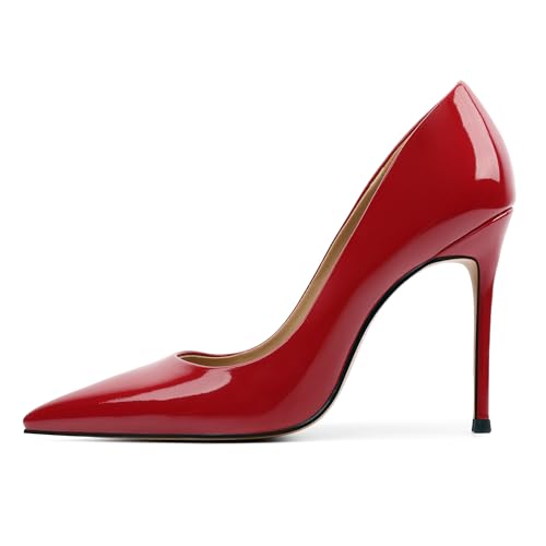 Image of Eldof Women's Classic Dress Pumps Shoes, Sexy Pointed Toe 4 inch Stiletto High Heels, Office Formal Slip On Size 5-13