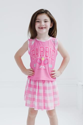 Barbie Big Girls Tank Top and Pleated Skort Outfit Set Checkered Pink 14-16 - image 3