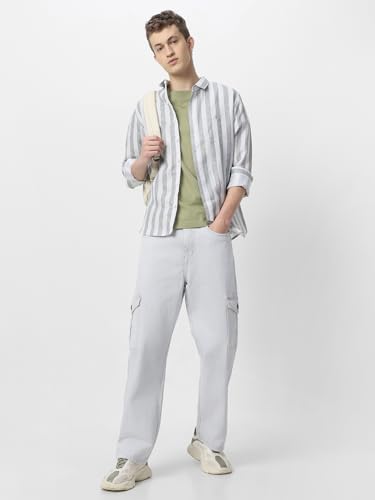 Image of Neostreak Men's Loose Baggy Fit Washed Cargo Jeans with 6 Pockets Non-Stretchable
