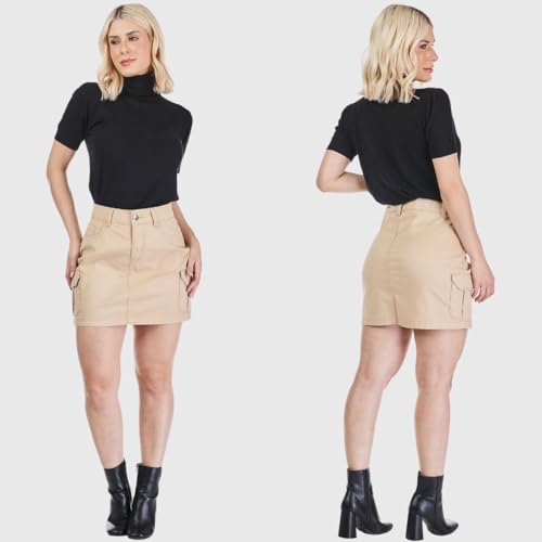 Saia Sarja HNO Jeans Curta Cargo Bege