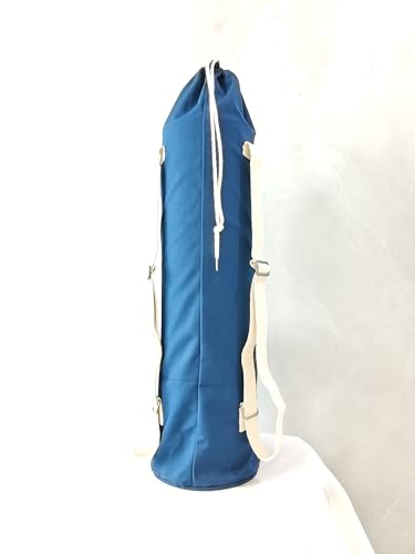 Image of O2 Yoga Mat Bag | Block Style Cotton Yoga Mat Carry Bag with Adjustable Double Straps | Yoga Block Pocket with Bottle Holder | Yoga Mat Cover Bag for Women & Men | Fits 2mm-10mm Mats - Oxford Blue