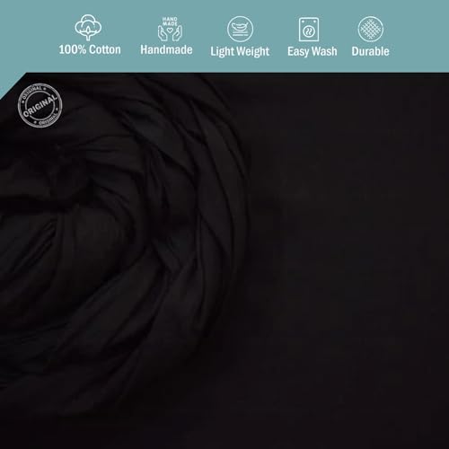 Image of Plain Mulmul Soft Cotton Fabric | Lightweight Breathable Mulmul Cloth | Super Quality Natural Cotton Fabric for Kurta, Dress, Dupatta, Lining & Craft Use (Black, 5 Meters)