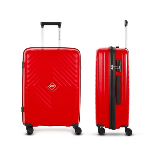 Image of VIP Quad Active 2 Pc Set Cabin 55 Cm (Small) Check-in 66 Cm (Medium) 8 Spinner Wheels Trolley Bags for Travel, Hard Case Lightweight Bag with Combination Lock, Tough Suitcase for Travel (Red)