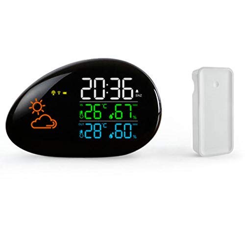 Kabellose LCD-Wetterstation, mit 1 drahtlosen Sensoren für den Außenbereich, Wetterstation, buntes LCD-Digital-Temperatur-/Luftfeuchtigkeitsmessgerät,